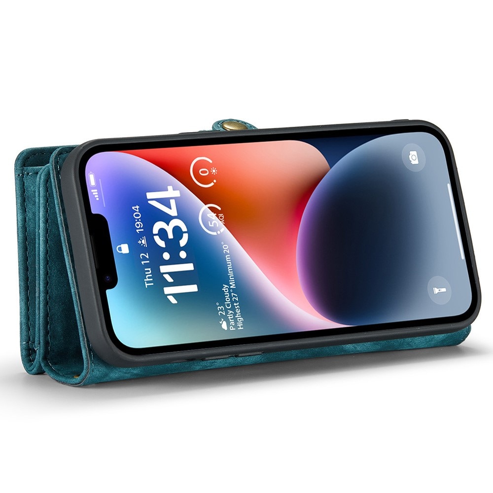 Étui portefeuille multi-cartes iPhone 15 Pro, bleu
