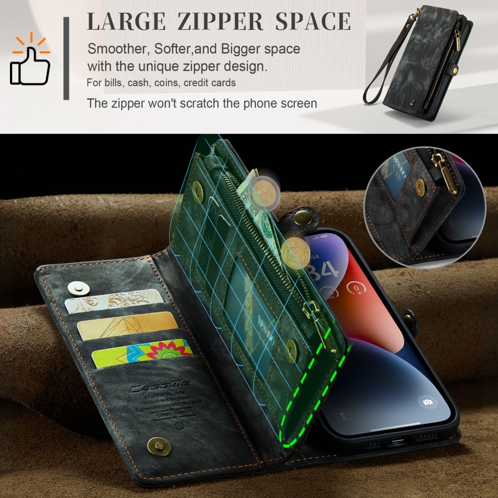 Étui portefeuille multi-cartes iPhone 15, Gris