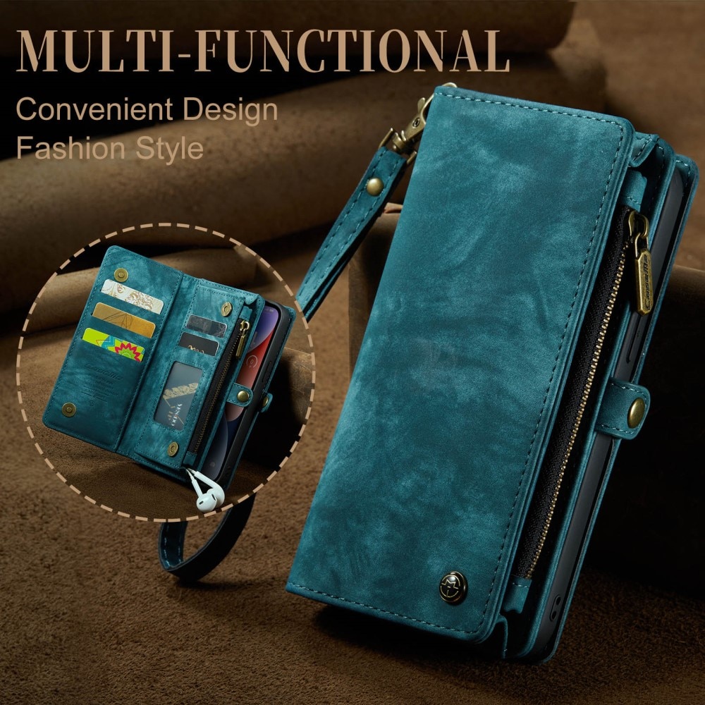 Étui portefeuille multi-cartes iPhone 15, Bleu