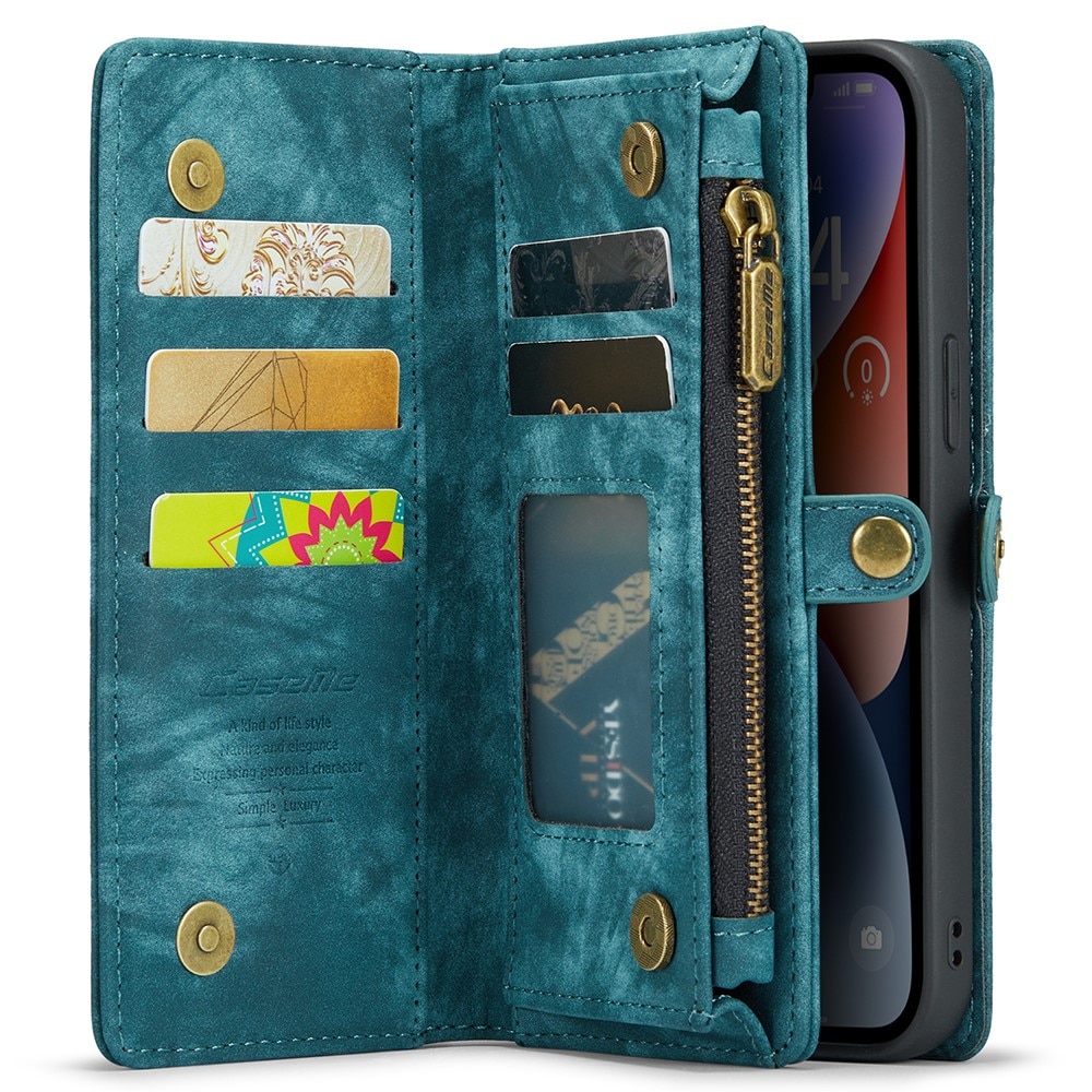 Étui portefeuille multi-cartes iPhone 15, Bleu