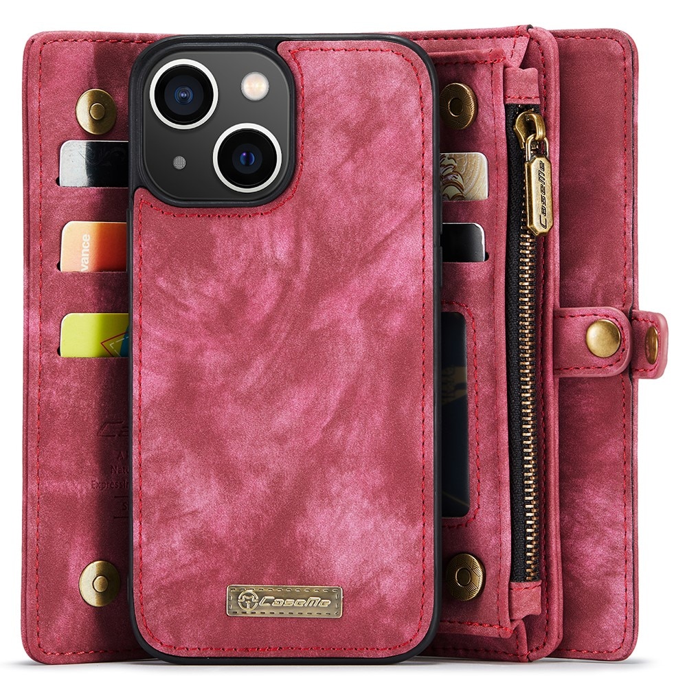 Étui portefeuille multi-cartes iPhone 15, Rouge