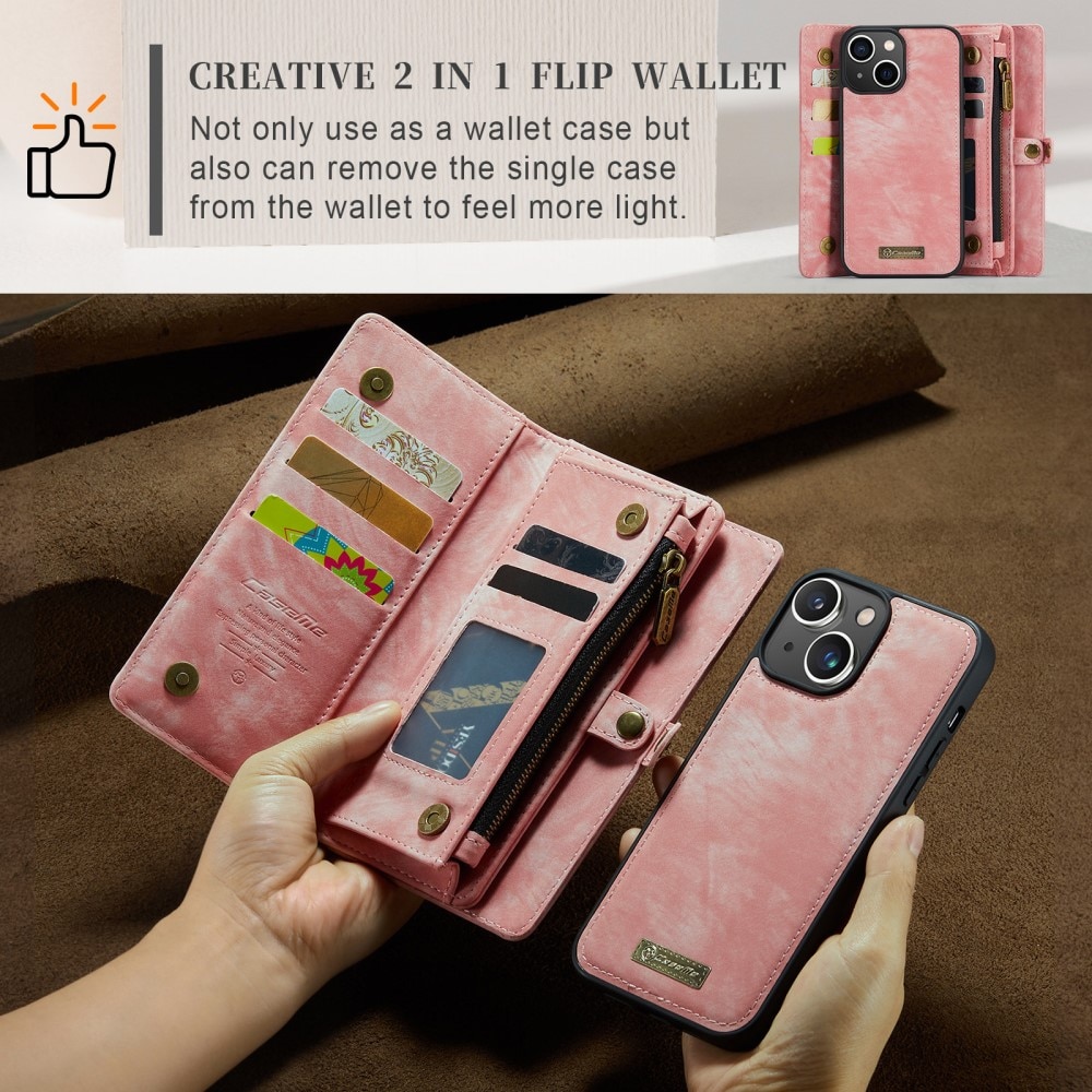 Étui portefeuille multi-cartes iPhone 15, Rose