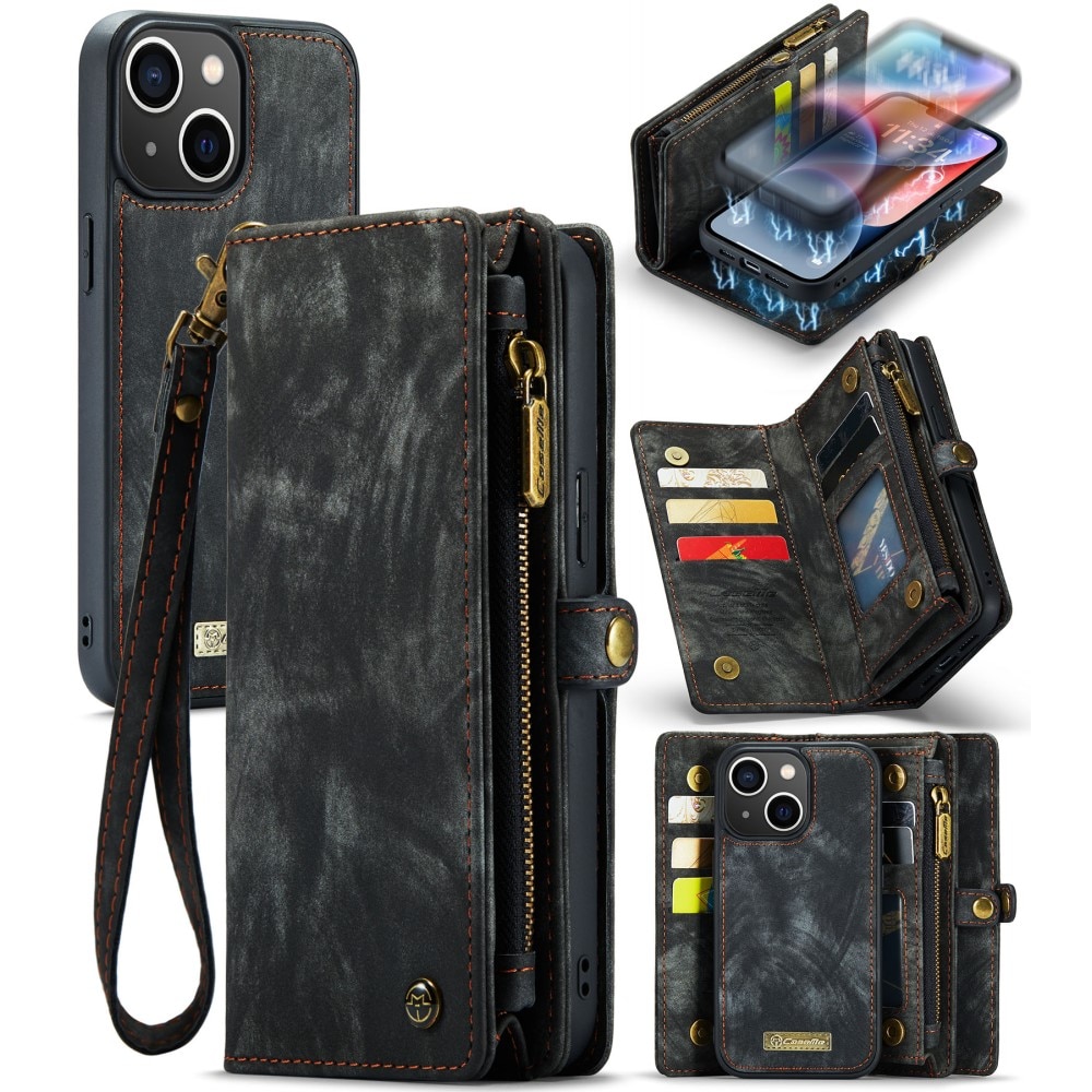 Étui portefeuille multi-cartes iPhone 15 Plus, Gris