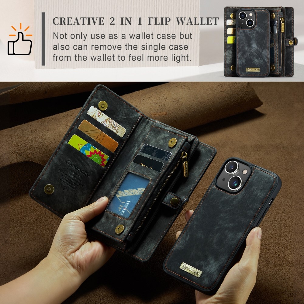 Étui portefeuille multi-cartes iPhone 15 Plus, Gris
