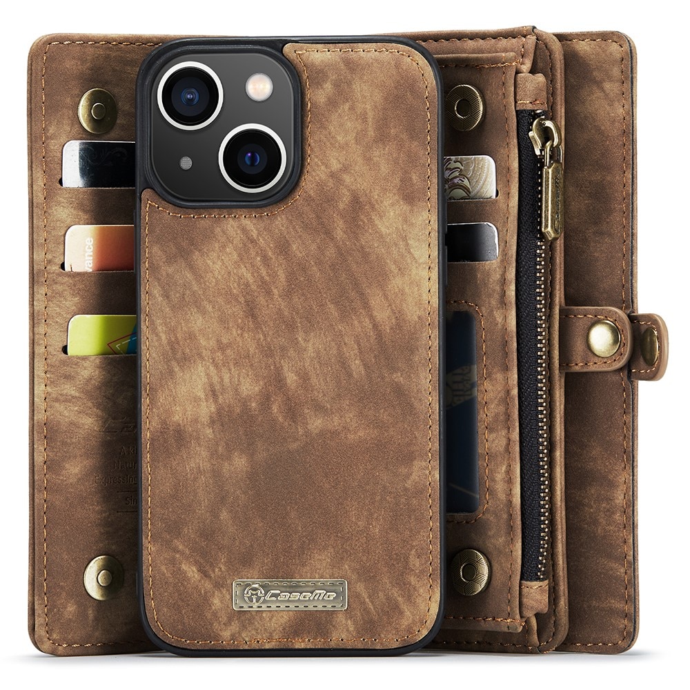 Étui portefeuille multi-cartes iPhone 15 Plus, Marron