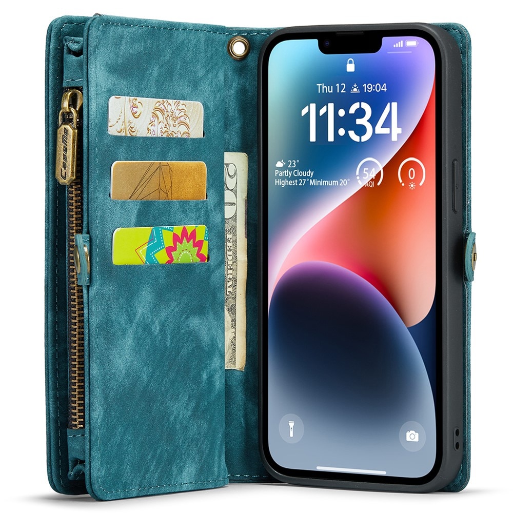 Étui portefeuille multi-cartes iPhone 15 Plus, Bleu