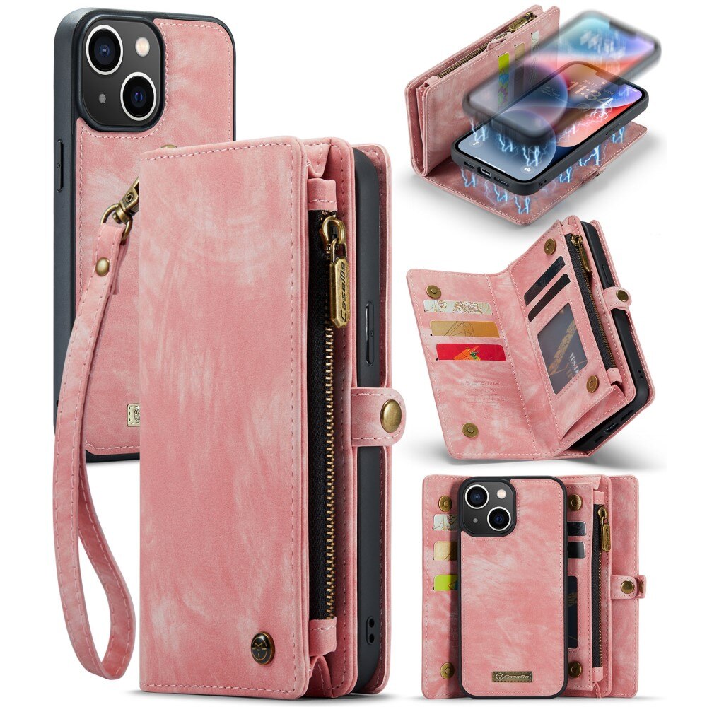 Étui portefeuille multi-cartes iPhone 15 Plus, Rose