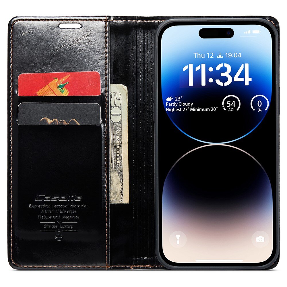 Étui en cuir iPhone 15 Pro Noir
