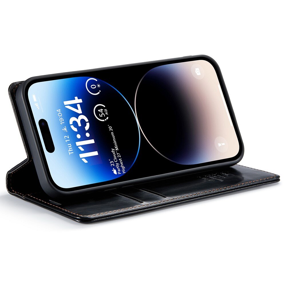 Étui en cuir iPhone 15 Pro Noir