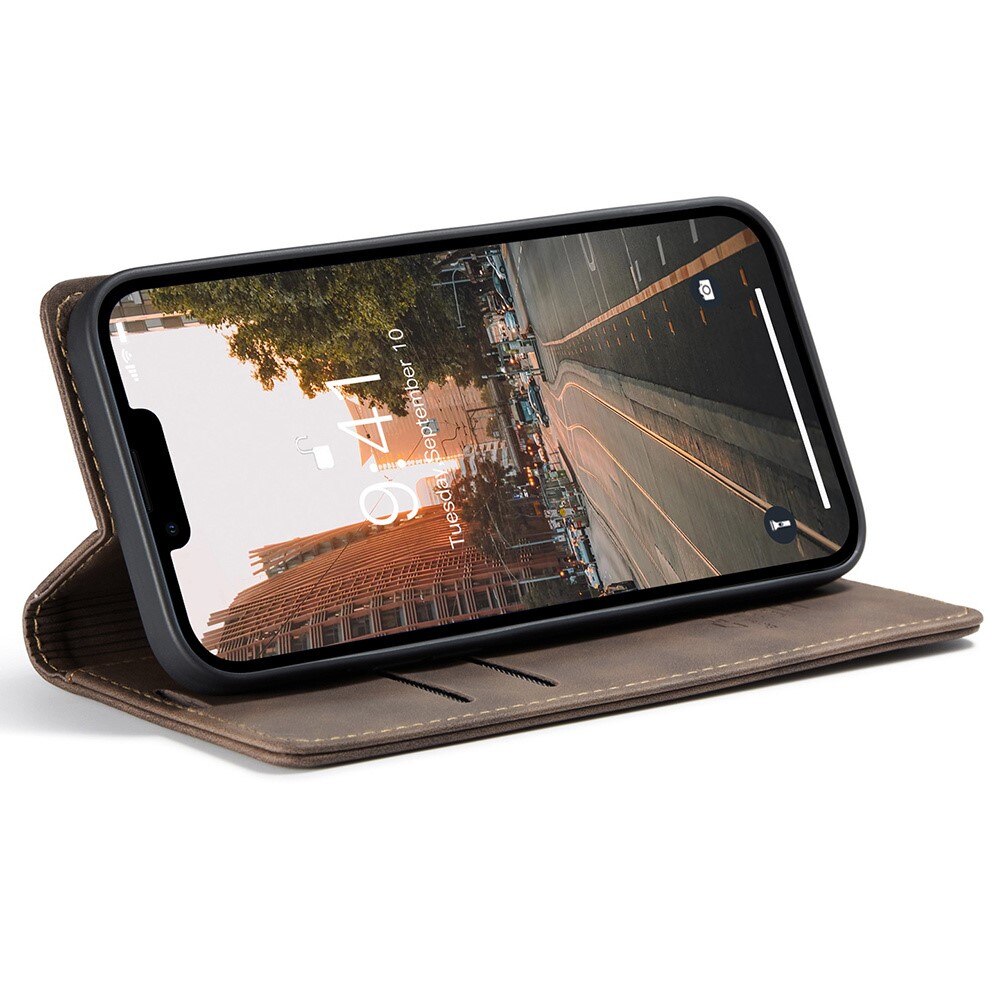 Étui portefeuille mince iPhone 15 Pro, Marron