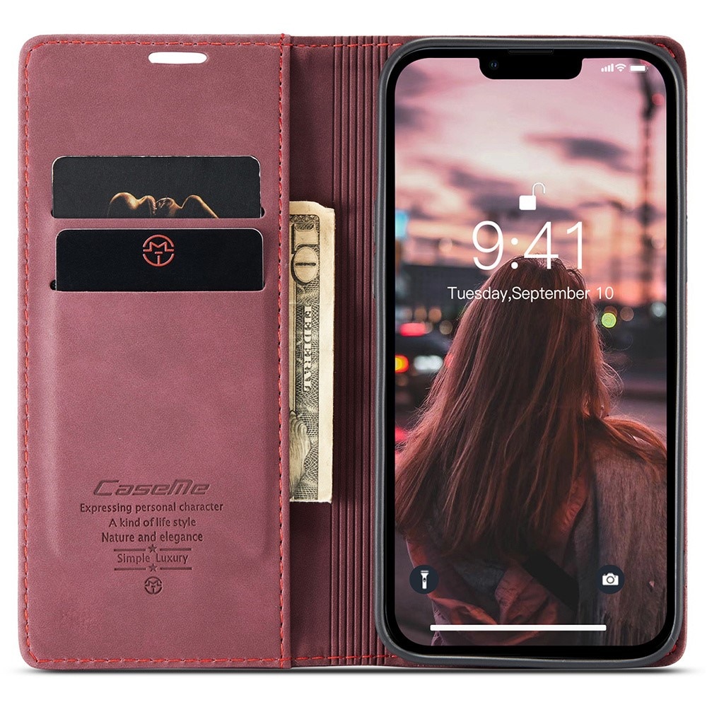 Étui portefeuille mince iPhone 15 Pro, Rouge