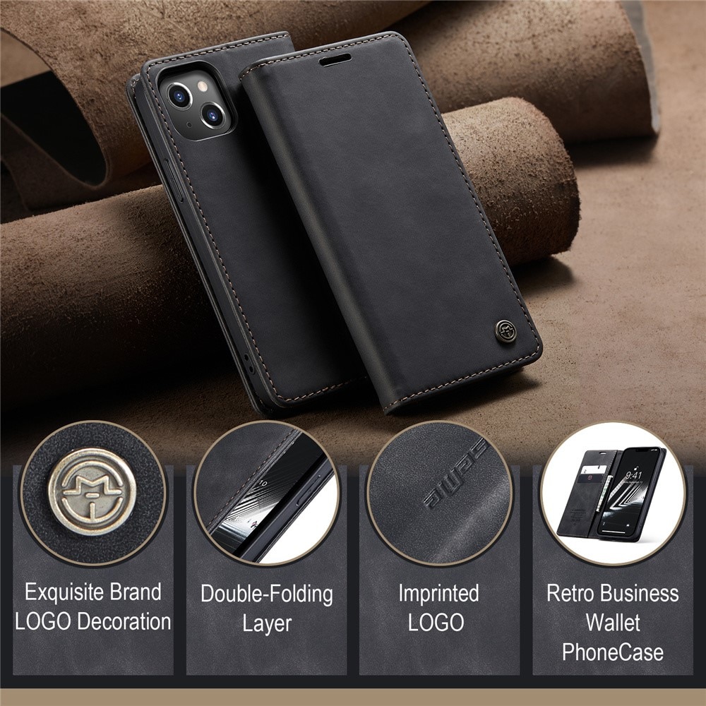 Étui portefeuille mince iPhone 15, Noir