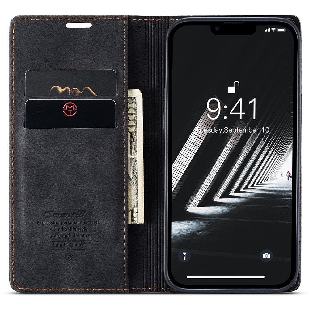 Étui portefeuille mince iPhone 15, Noir