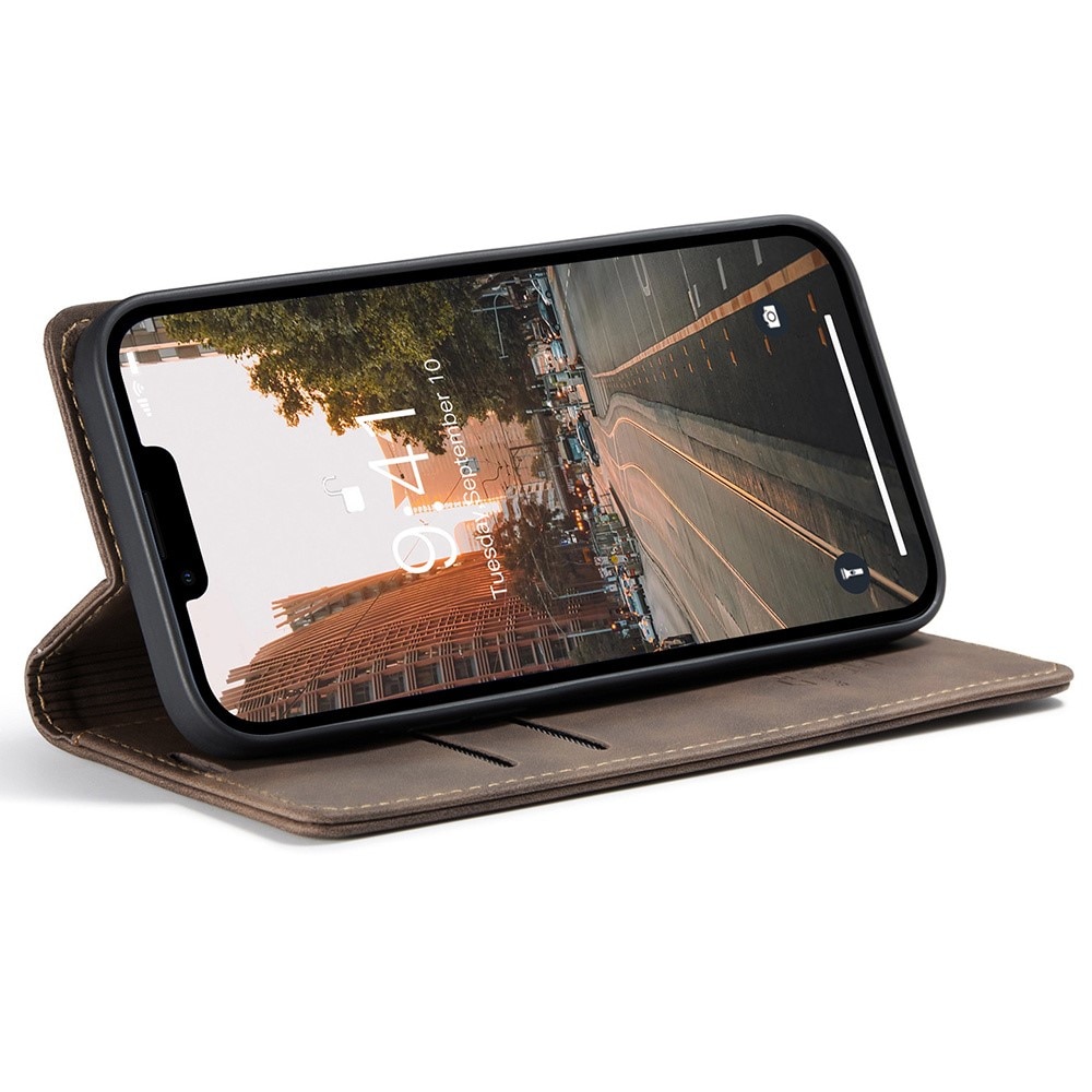 Étui portefeuille mince iPhone 15, Marron
