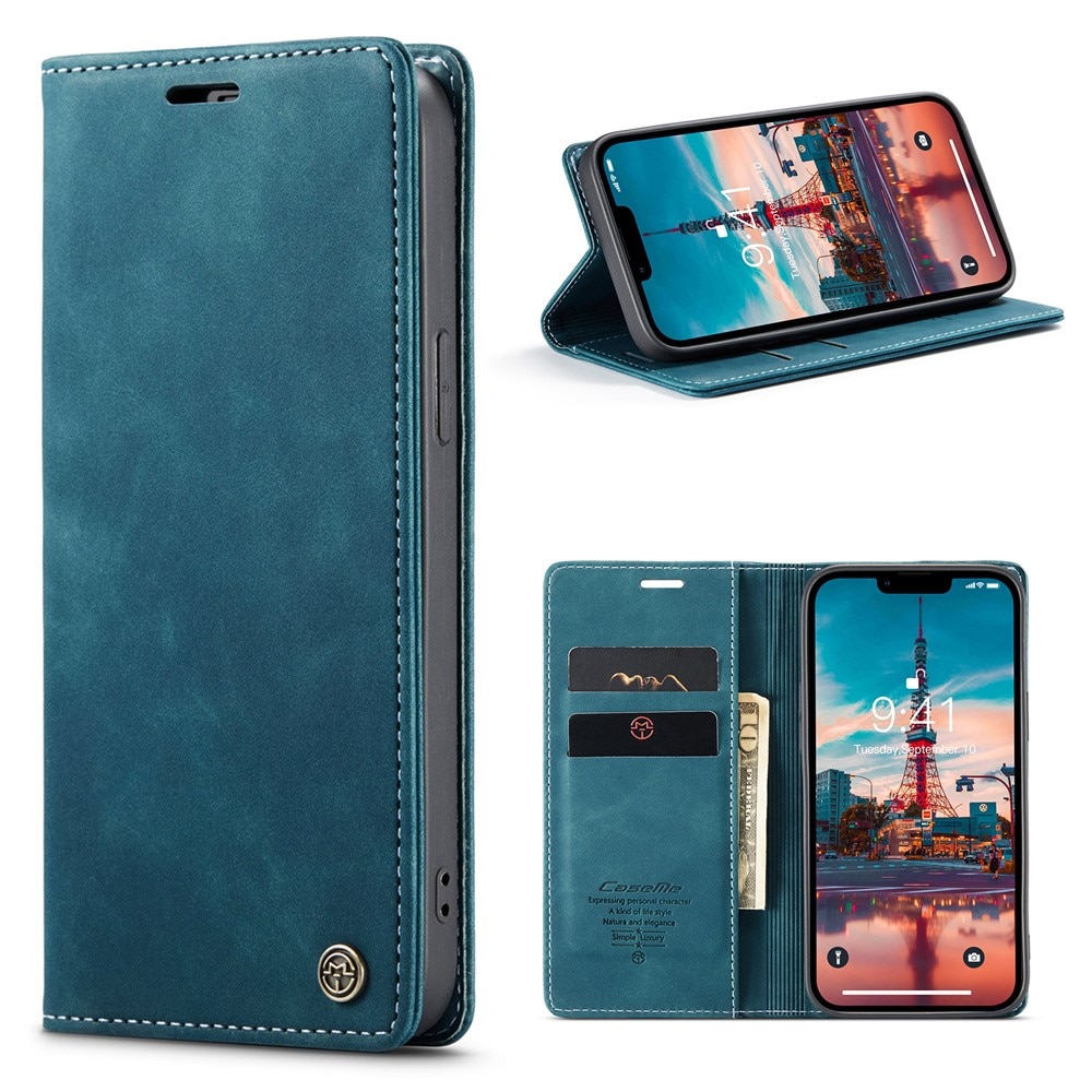 Étui portefeuille mince iPhone 15, Bleu