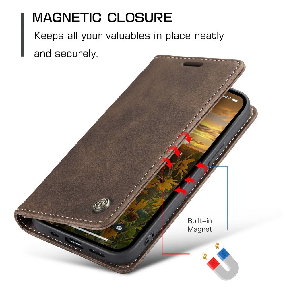 Étui portefeuille mince iPhone 15 Pro Max, Marron