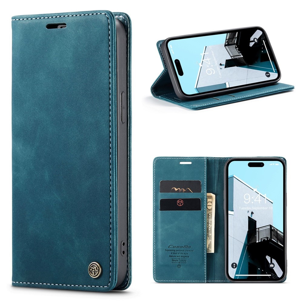 Étui portefeuille mince iPhone 15 Pro Max, Bleu