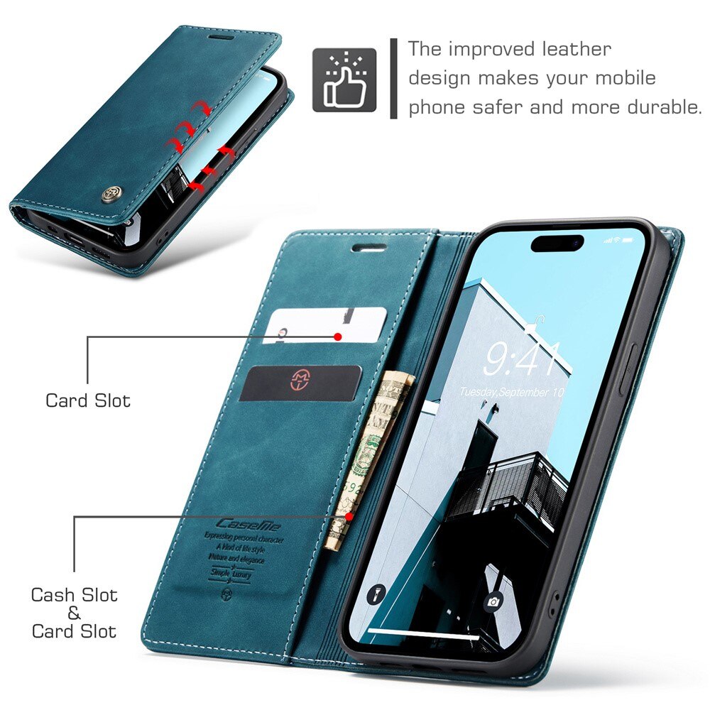 Étui portefeuille mince iPhone 15 Pro Max, Bleu