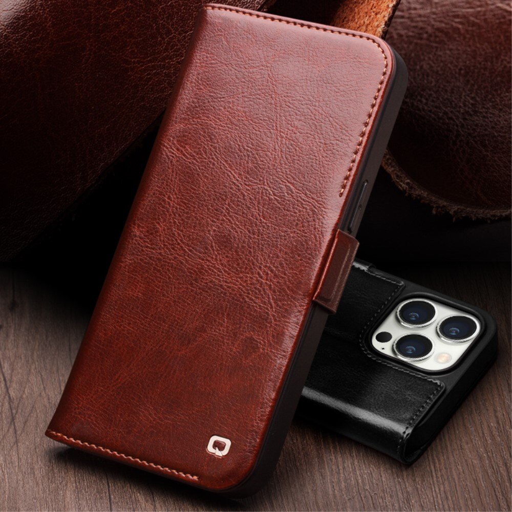 Leather Wallet Case iPhone 15 Pro Max, Brown