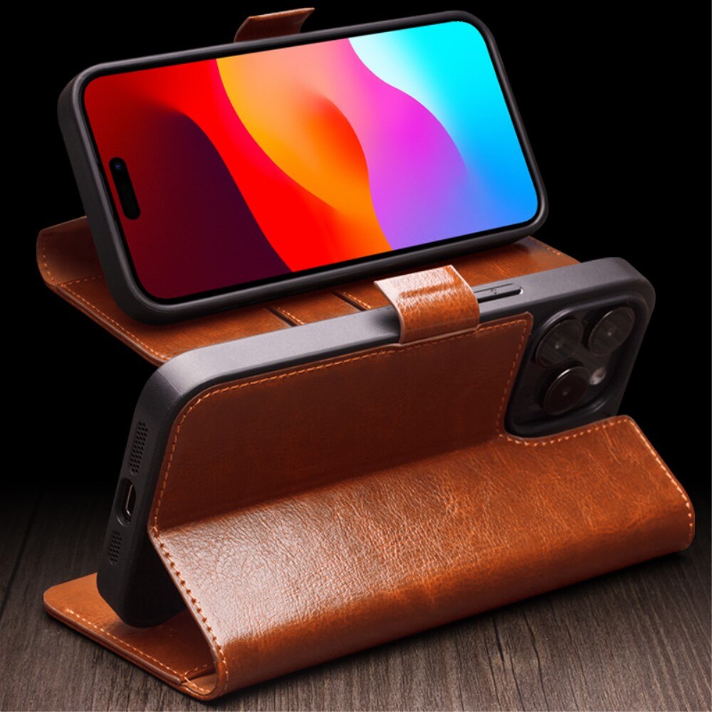 Leather Wallet Case iPhone 15 Pro Max, Cognac