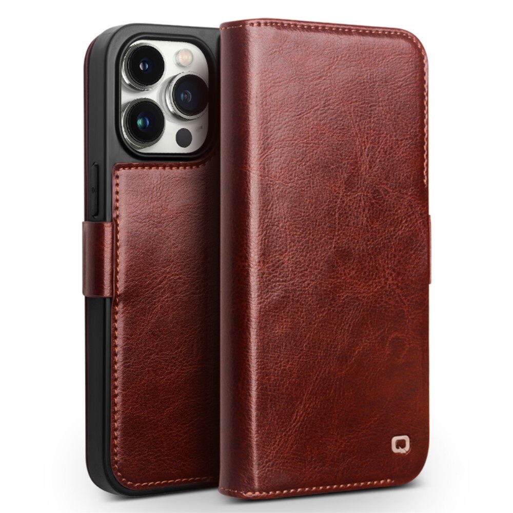 Leather Wallet Case iPhone 15 Pro, Brown