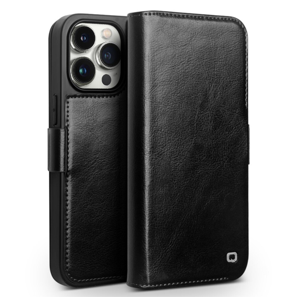 Leather Wallet Case iPhone 15 Pro, Black