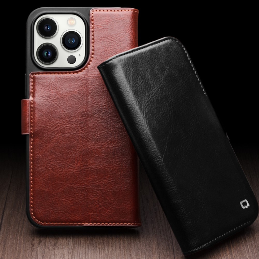 Leather Wallet Case iPhone 15 Pro, Cognac