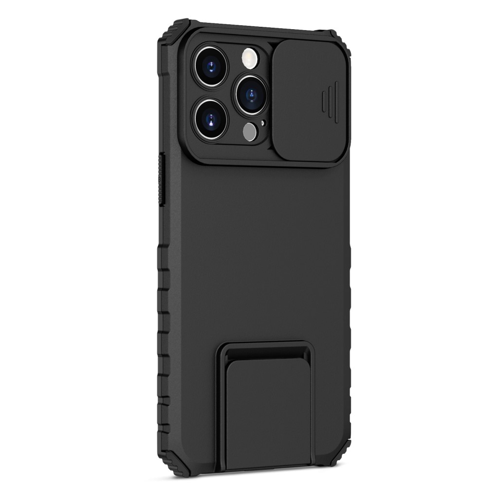 Coque Kickstand avec Protège Caméra iPhone 15 Pro Max, Noir
