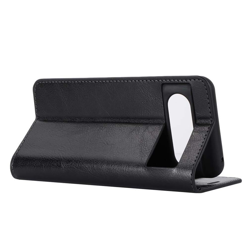 Coque portefeuille en cuir Veritable Google Pixel 8, Noir