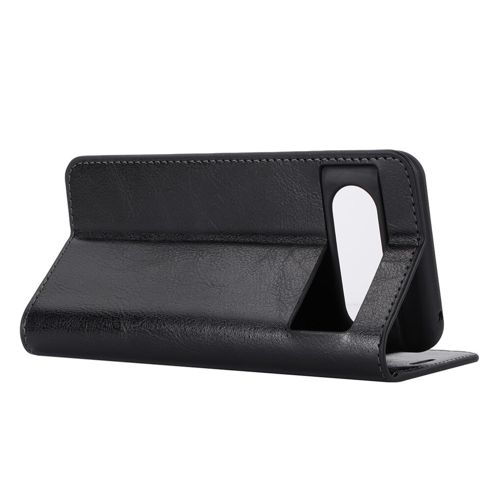 Coque portefeuille en cuir Veritable Google Pixel 8, noir