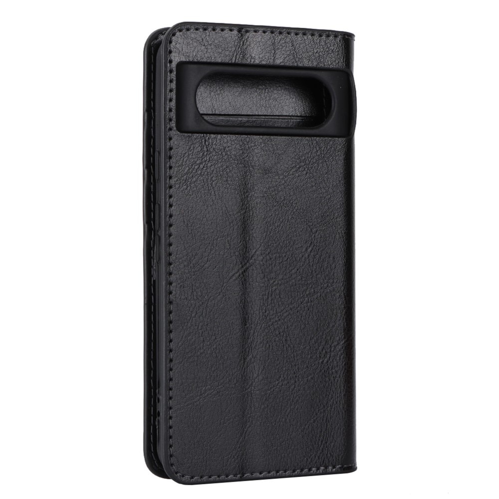 Coque portefeuille en cuir Veritable Google Pixel 8, noir