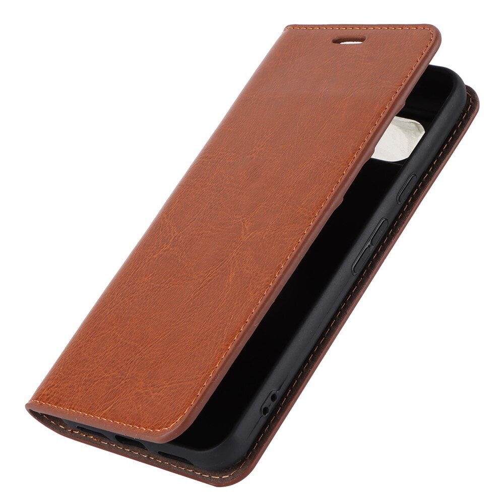 Coque portefeuille en cuir Veritable Google Pixel 8, marron