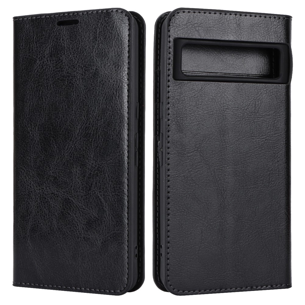 Coque portefeuille en cuir Veritable Google Pixel 8 Pro, Noir