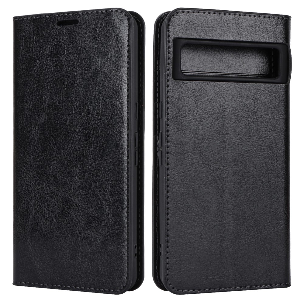 Coque portefeuille en cuir Veritable Google Pixel 8 Pro, noir