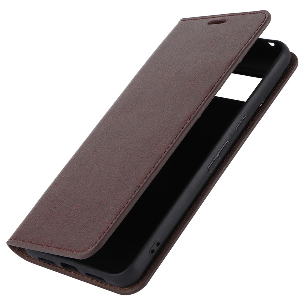 Coque portefeuille en cuir Veritable Google Pixel 8 Pro, Marron foncé
