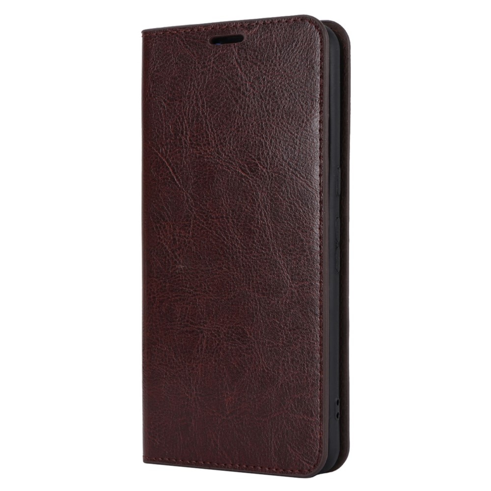 Coque portefeuille en cuir Veritable Google Pixel 8 Pro, Marron foncé