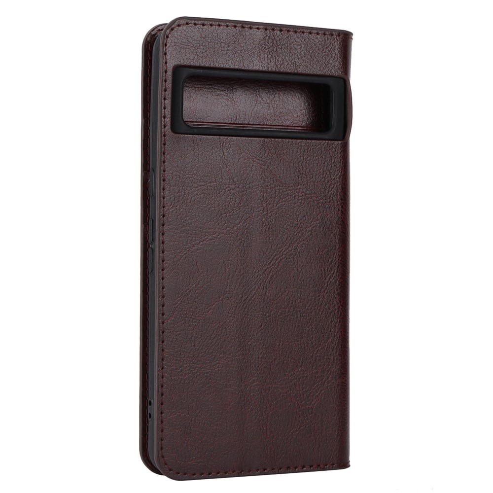 Coque portefeuille en cuir Veritable Google Pixel 8 Pro, Marron foncé
