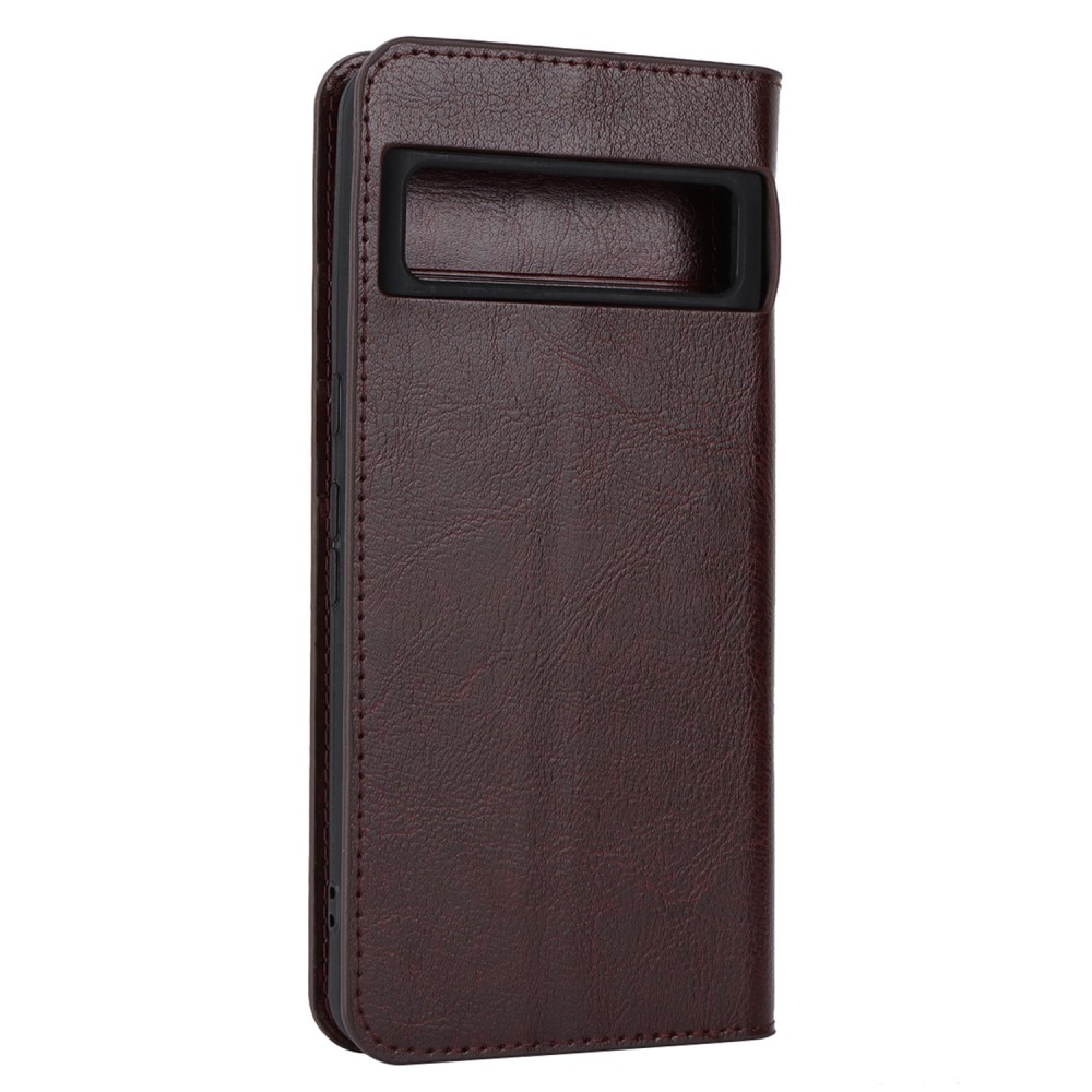 Coque portefeuille en cuir Veritable Google Pixel 8 Pro, marron foncé