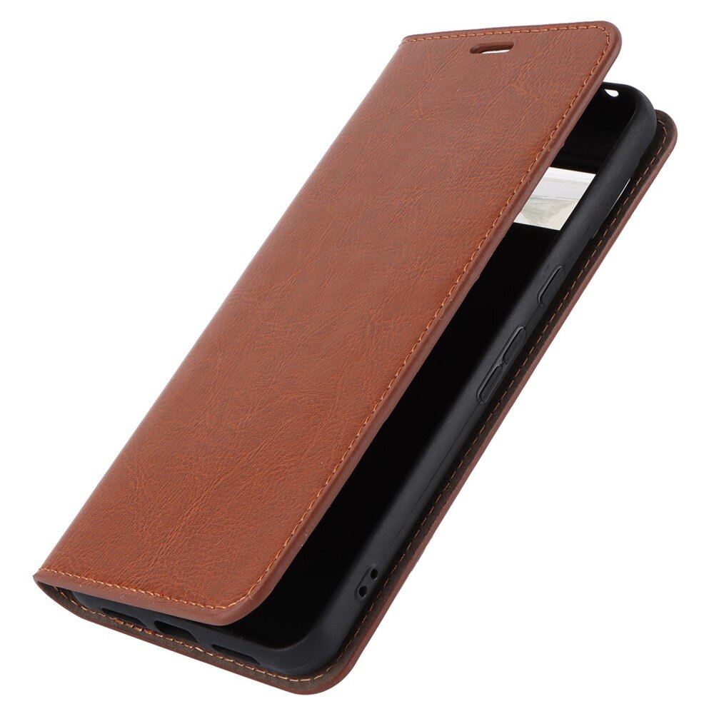 Coque portefeuille en cuir Veritable Google Pixel 8 Pro, marron