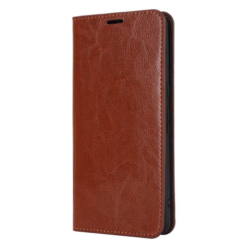 Coque portefeuille en cuir Veritable Google Pixel 8 Pro, marron