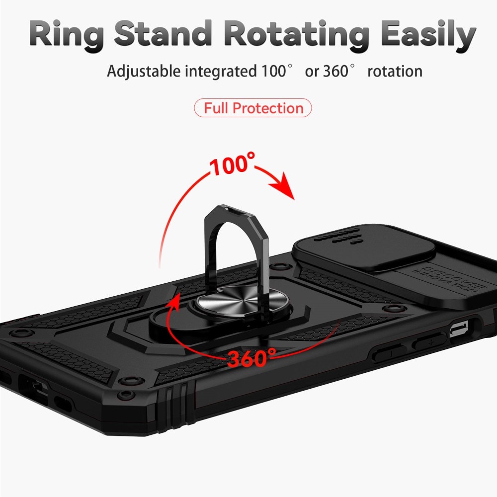 Coque Hybride Ring avec Protège Caméra iPhone 15 Plus, Noir