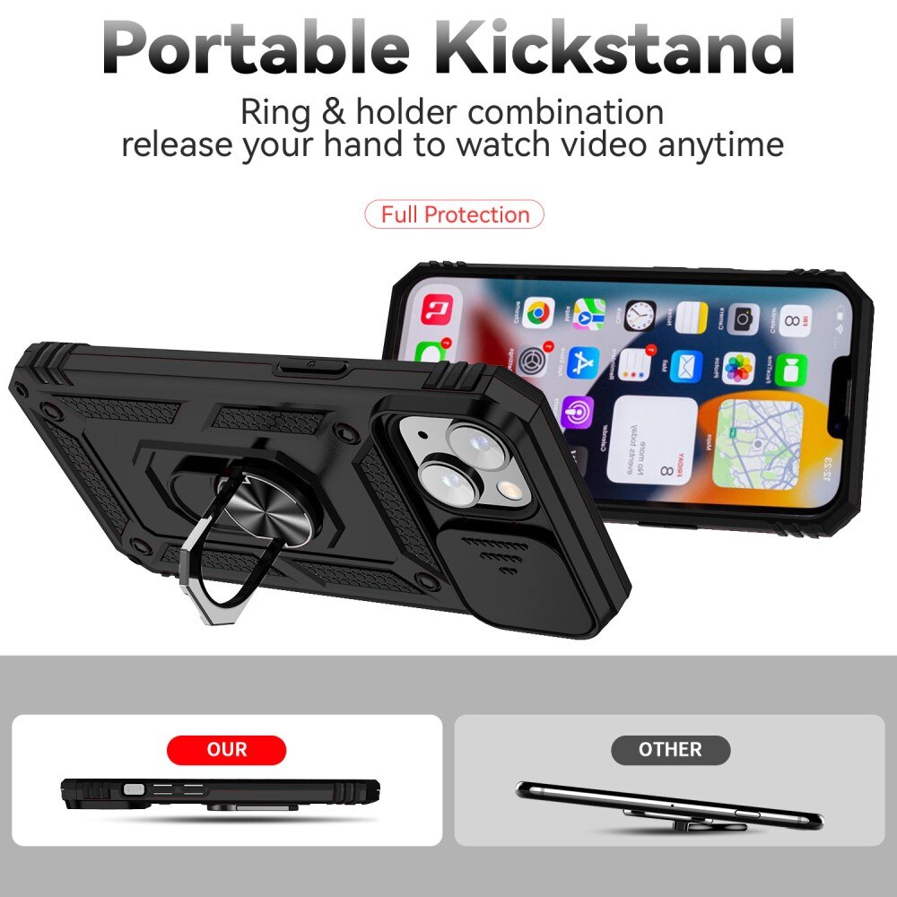 Coque Hybride Ring avec Protège Caméra iPhone 15 Plus, Noir