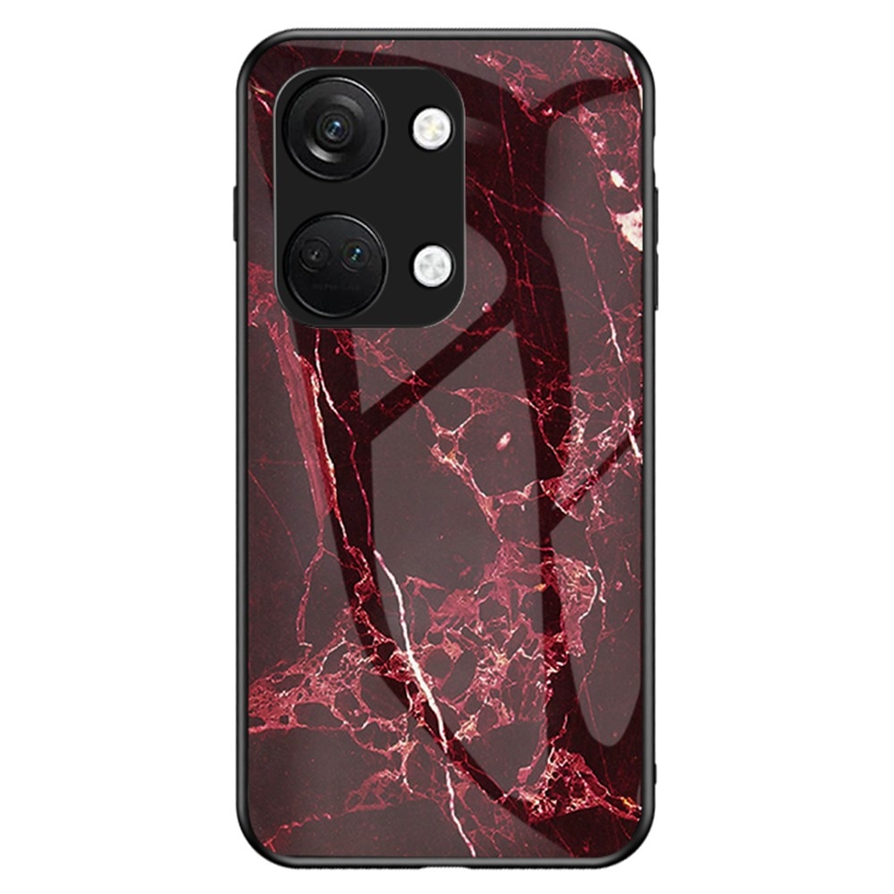 Coque en verre trempé OnePlus Nord 3, marbre rouge