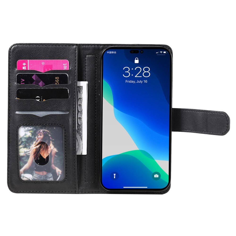 Coque portefeuille Multi-slot iPhone 15 Pro, noir