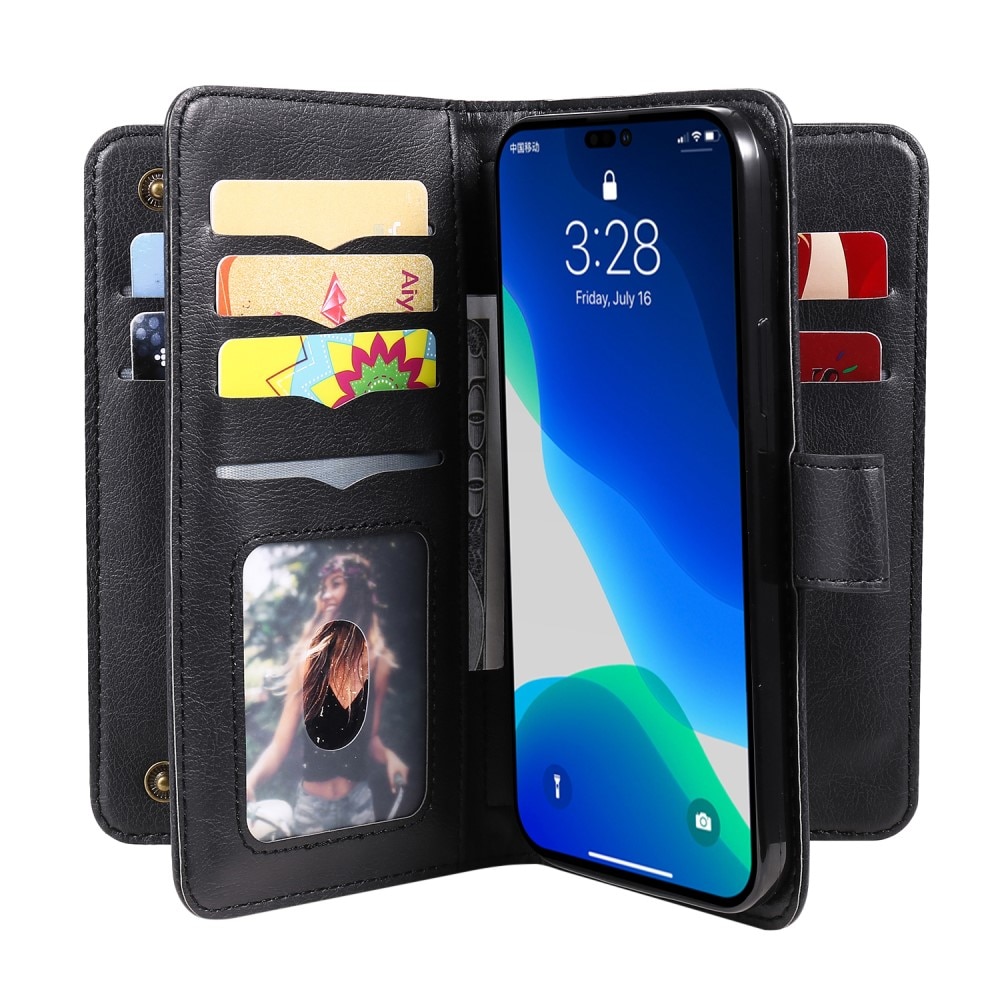 Coque portefeuille Multi-slot iPhone 15 Pro Max, noir