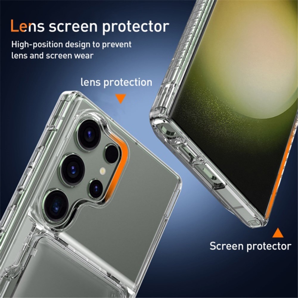 Coque hybride Kickstand à cartes Samsung Galaxy S23 Ultra, transparent