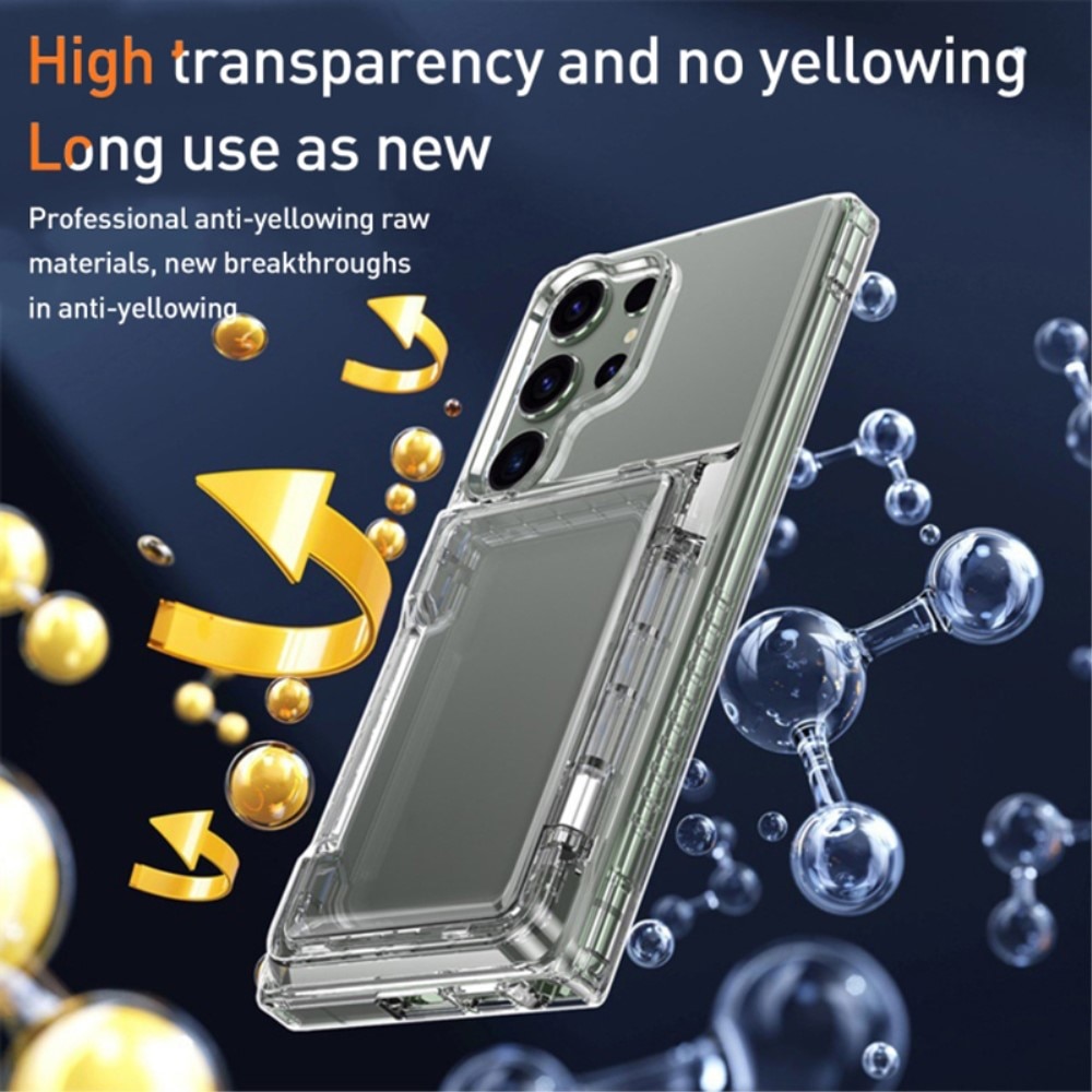 Coque hybride Kickstand à cartes Samsung Galaxy S23 Ultra, transparent