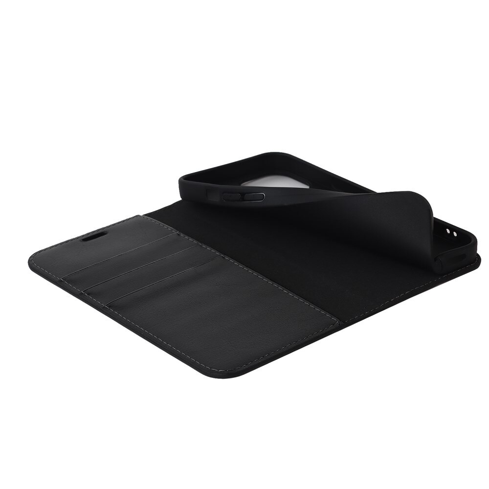 Coque portefeuille en cuir Veritable iPhone 15, Noir