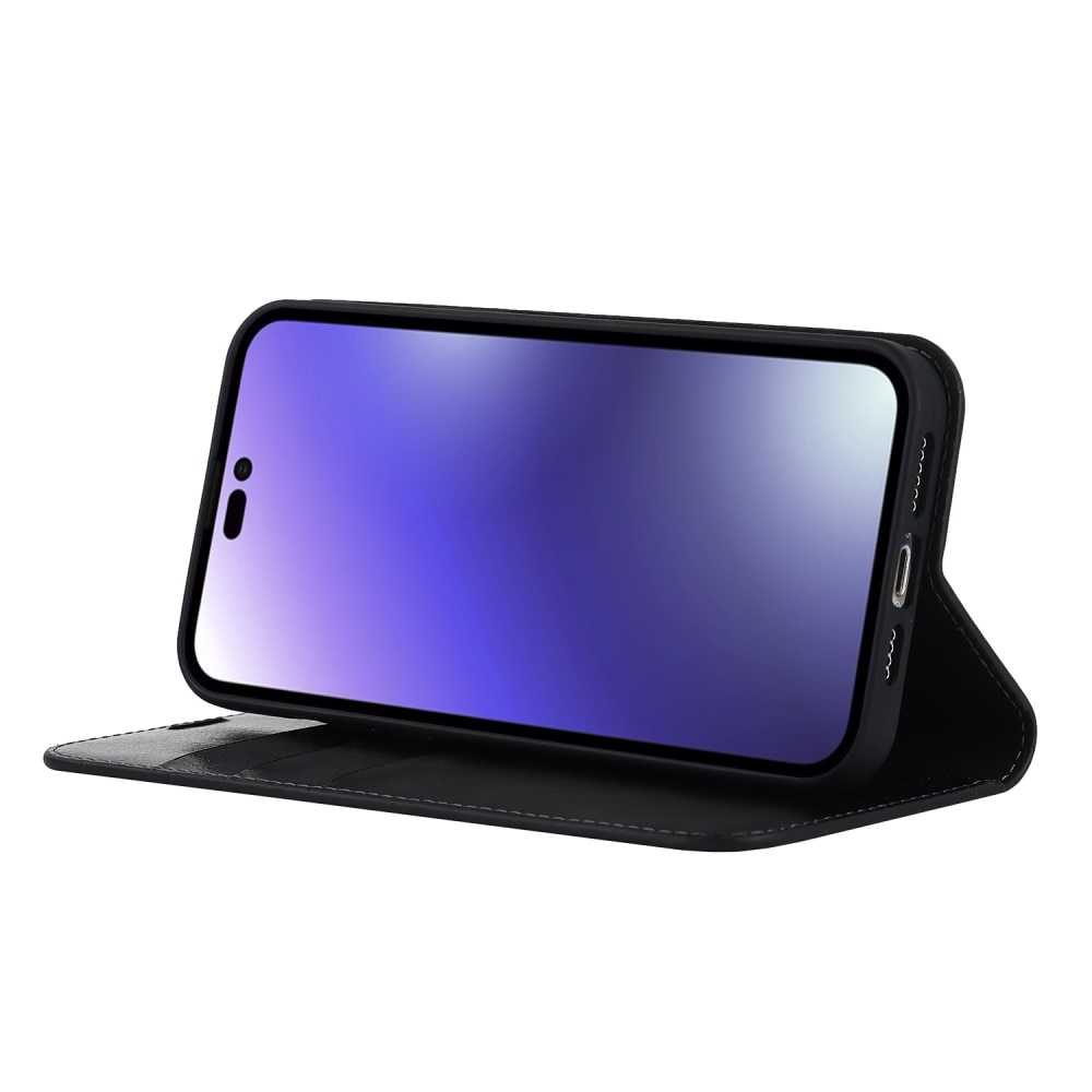 Coque portefeuille en cuir Veritable iPhone 15 Pro Max, Noir