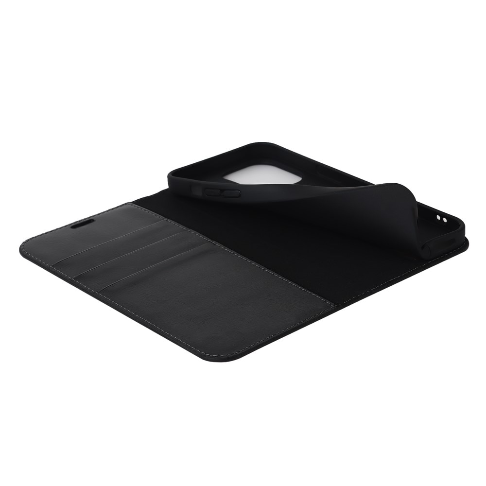 Coque portefeuille en cuir Veritable iPhone 15 Pro Max, Noir